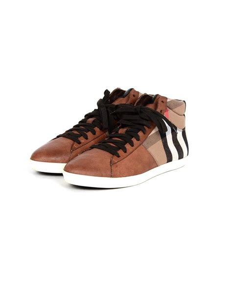 burberry tartan high-top sneakers with blue toe cap|Men's Designer Burberry High Top Sneakers .